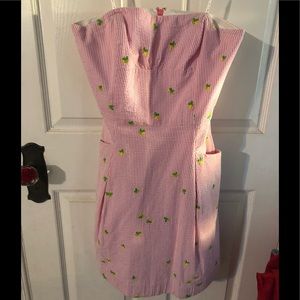 Lilly Pulitzer Strapless Pink Dress with Yellow and Green Accents